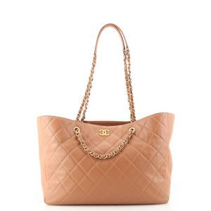Chanel Open Shopping Tote Quilted Lambskin Large Neutral